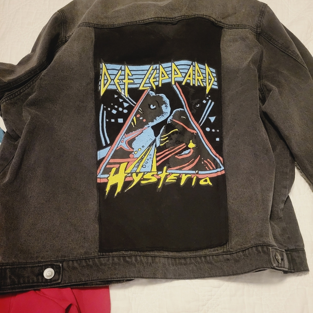 Def Leppard black denim band jacket XXL